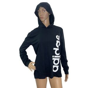 Adidas Women’s Size L(14/16) Long Sleeve Hooded Black Tee